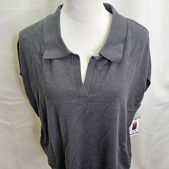 DKNY Gray Sleeveless Collared Sweater Size XXL - Picture 6 of 15